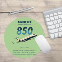 Thumbnail for Bombardier Challenger 850 design on light green round mouse pad