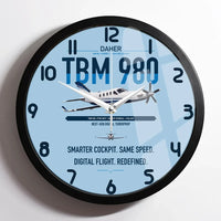 Thumbnail for Daher TBM 980 design on light blue framed wall clock