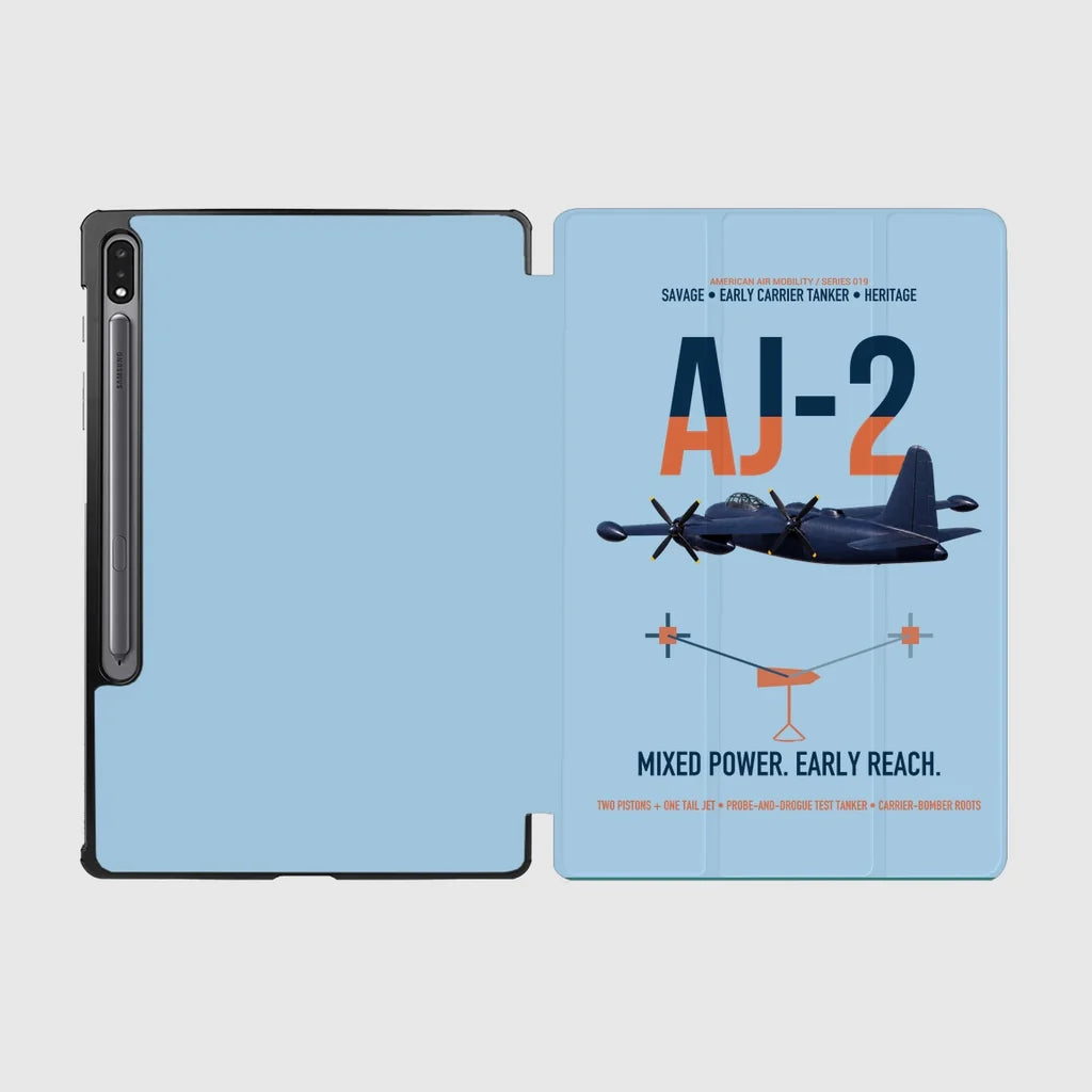 AJ-2 Savage Tanker design on light blue samsung tablet tablet case