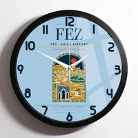 Thumbnail for Fes (FEZ) design on light blue framed wall clock