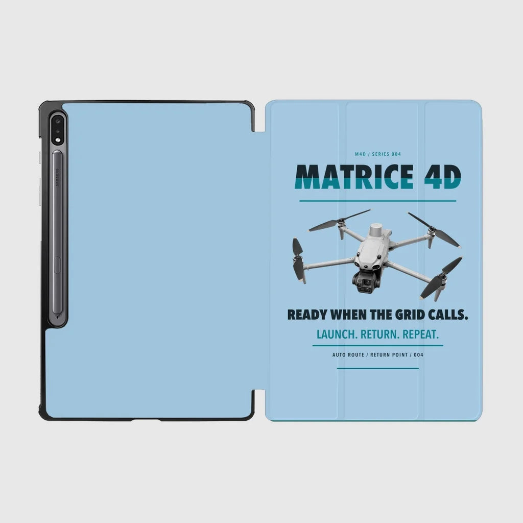 DJI Matrice 4D design on light blue samsung tablet tablet case