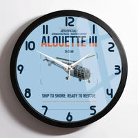 Thumbnail for Aérospatiale SA 316B Alouette III design on light blue framed wall clock