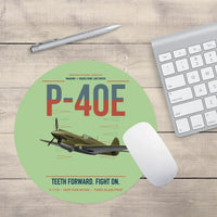 Thumbnail for P-40E Warhawk design on light green round mouse pad