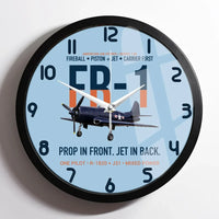 Thumbnail for FR-1 Fireball Prop in Front Jet in Back design on light blue framed wall clock