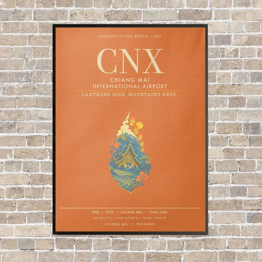 Chiang Mai International Airport CNX - Canvas Framed - Orange