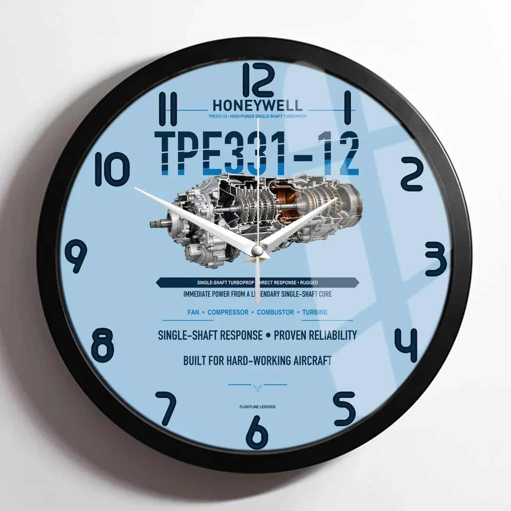 TPE331-12 design on light blue framed wall clock