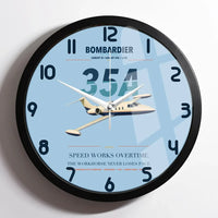 Thumbnail for Bombardier Learjet 35A design on light blue framed wall clock