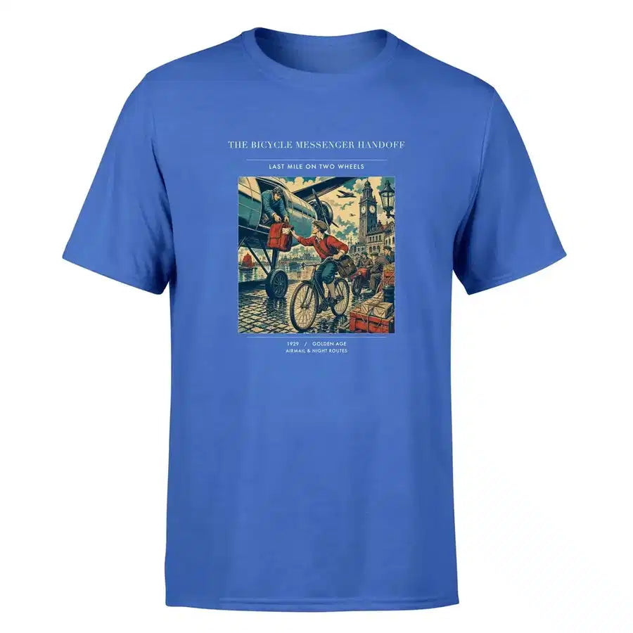 VINTAGE G4311 - The Bicycle Messenger Handoff - Premium T-Shirt design on blue premium t shirt