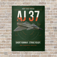 Thumbnail for Saab AJ 37 Viggen vertical canvas print - no frame - dark green background