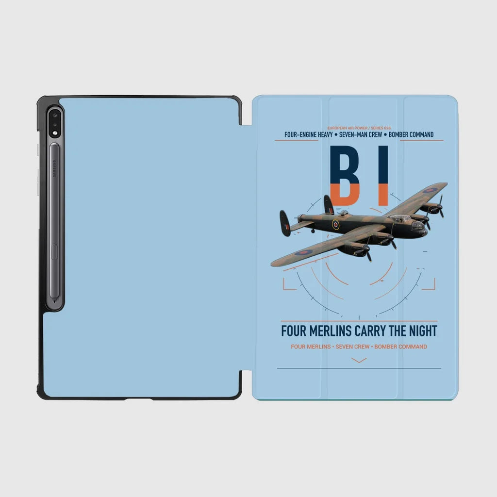 Avro Lancaster B I design on light blue samsung tablet tablet case