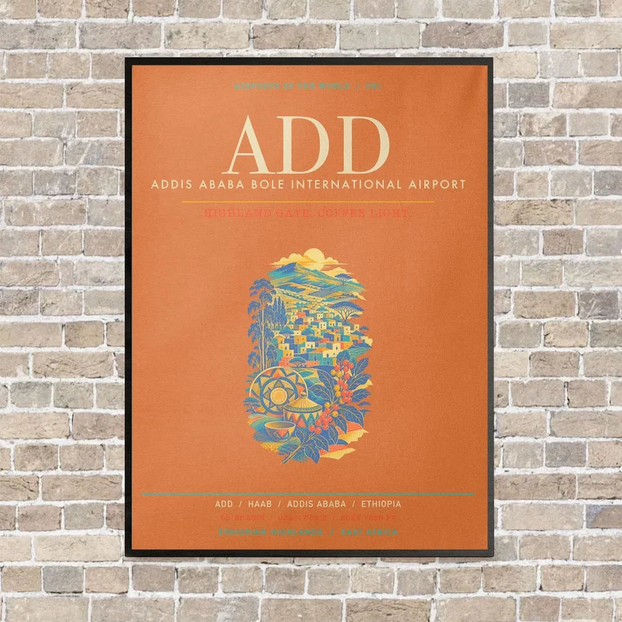 Addis Ababa Bole International Airport ADD - Canvas Framed - Orange