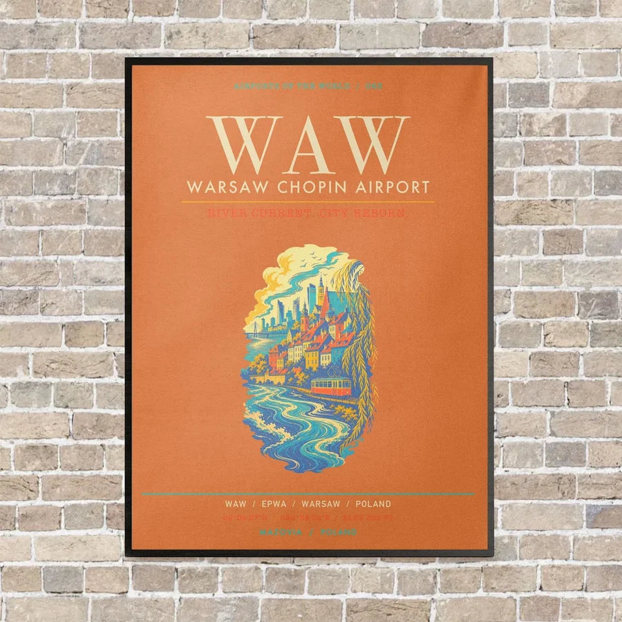 Warsaw Chopin Airport WAW - Canvas Framed - Orange