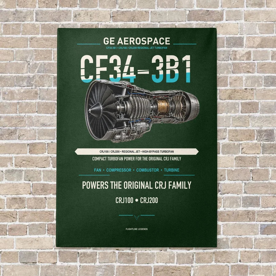 CF34-3B1 vertical canvas print - no frame - dark green background