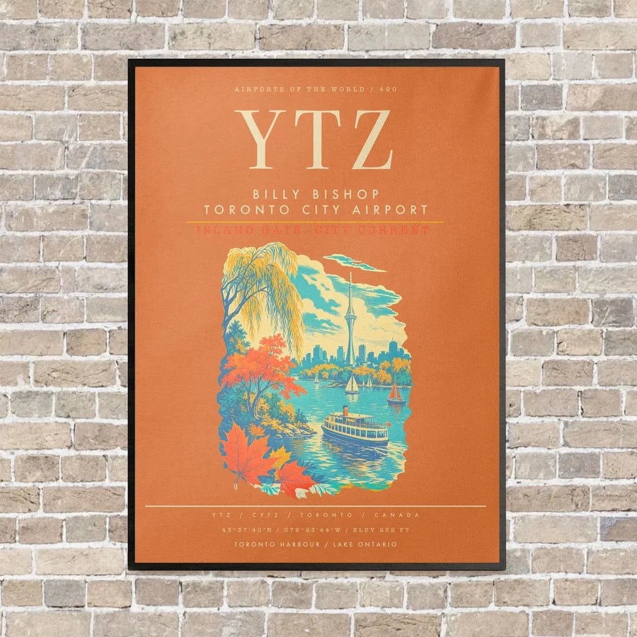 Billy Bishop Toronto City Airport YTZ - Canvas Framed - Orange