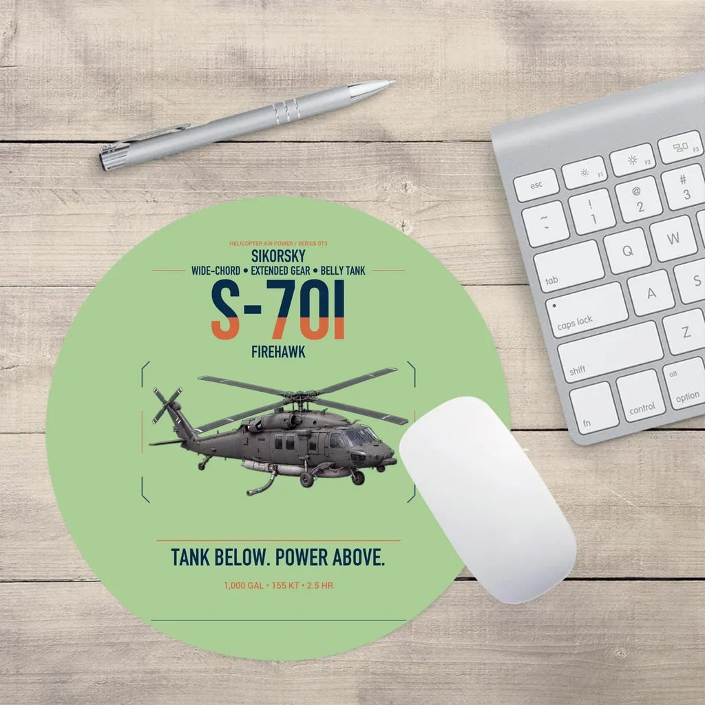 Sikorsky S-70i FIREHAWK design on light green round mouse pad