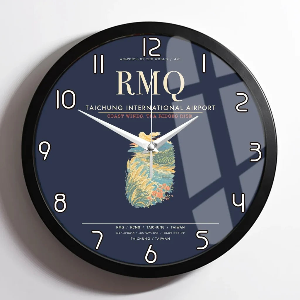 Taichung International Airport RMQ Wall-Clock Framed - Navy Blue