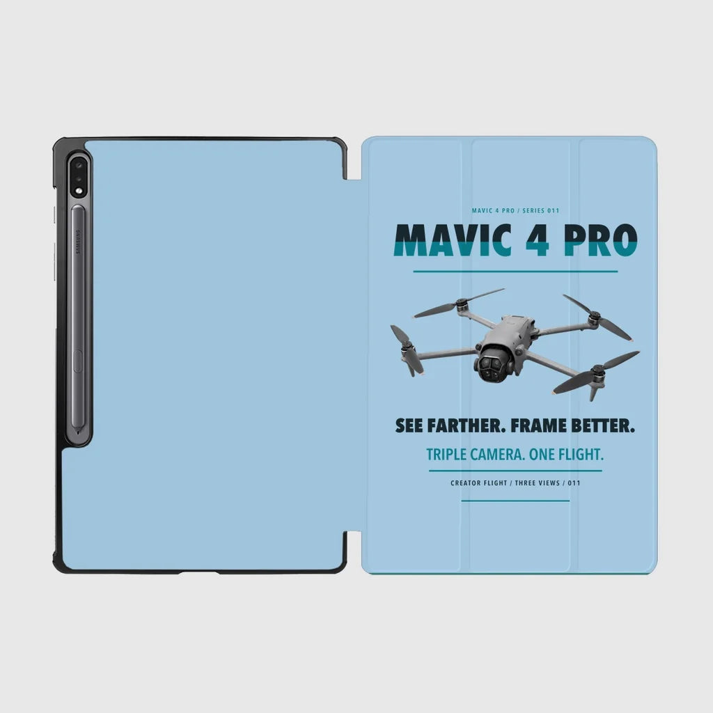DJI Mavic 4 Pro design on light blue samsung tablet tablet case
