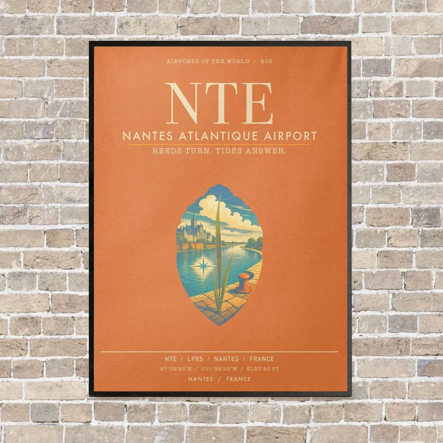 Nantes Atlantique Airport NTE - Canvas Framed - Orange