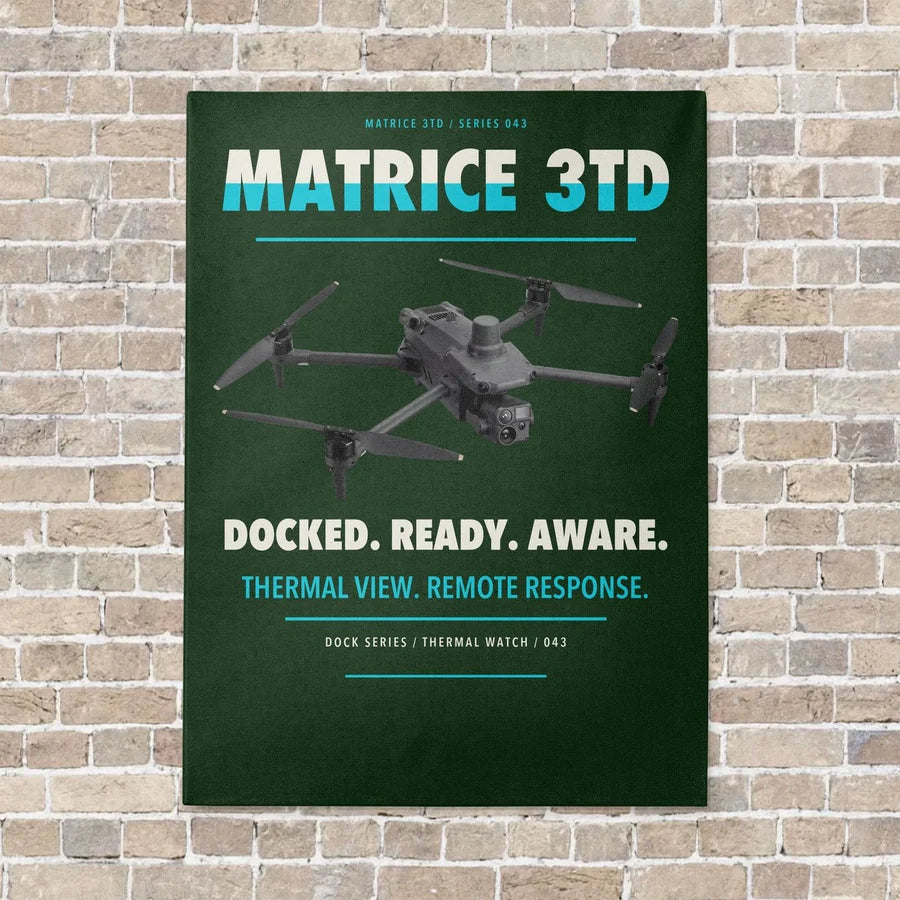 DJI Matrice 3TD vertical canvas print - no frame - dark green background