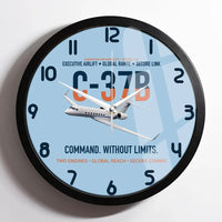 Thumbnail for C-37B Global Command Link design on light blue framed wall clock