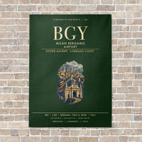 Thumbnail for Milan Bergamo Airport BGY vertical canvas print - no frame - dark green background