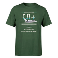 Thumbnail for Cessna Citation CJ1+ design on dark green double-side t-shirt, single-side print