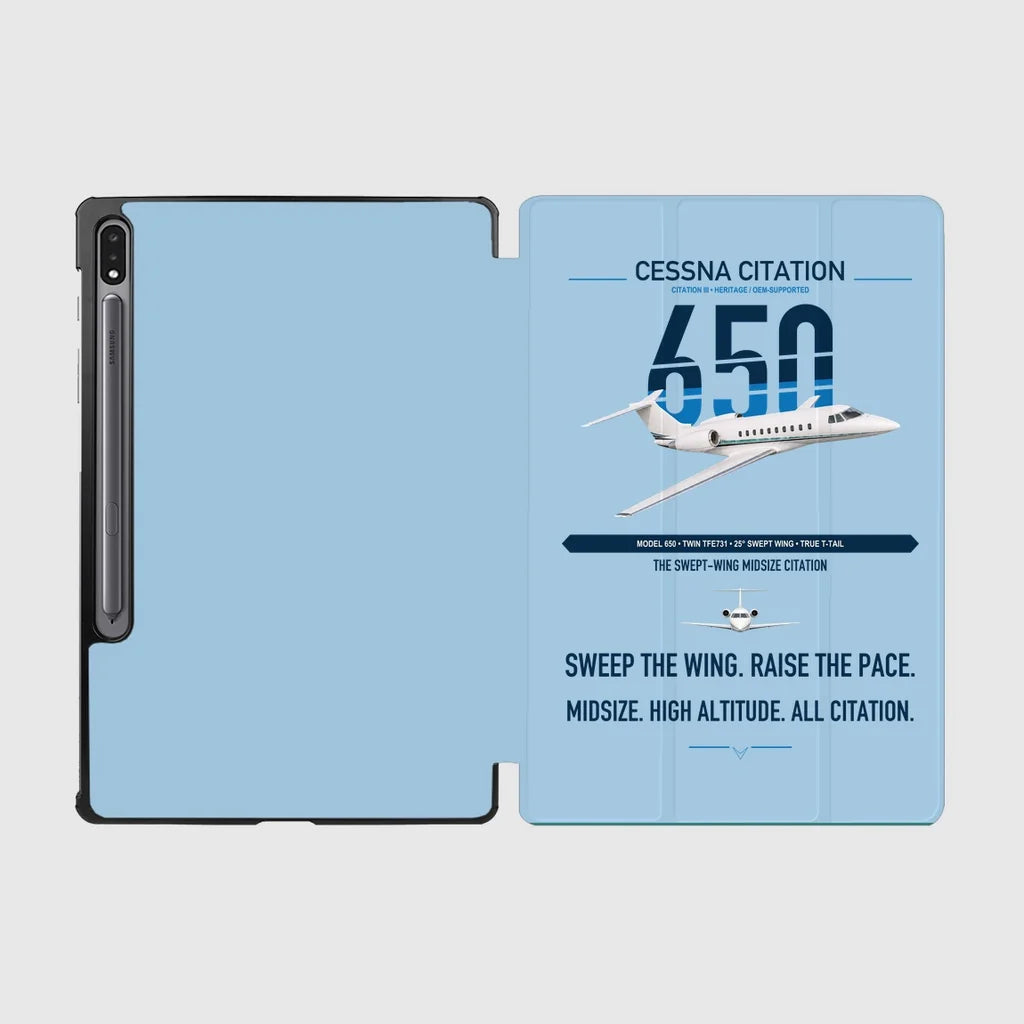 Cessna Citation 650 - Citation III design on light blue samsung tablet tablet case