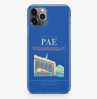 Thumbnail for Everett Airport (PAE) design on blue iPhone 16 Pro MagSafe case