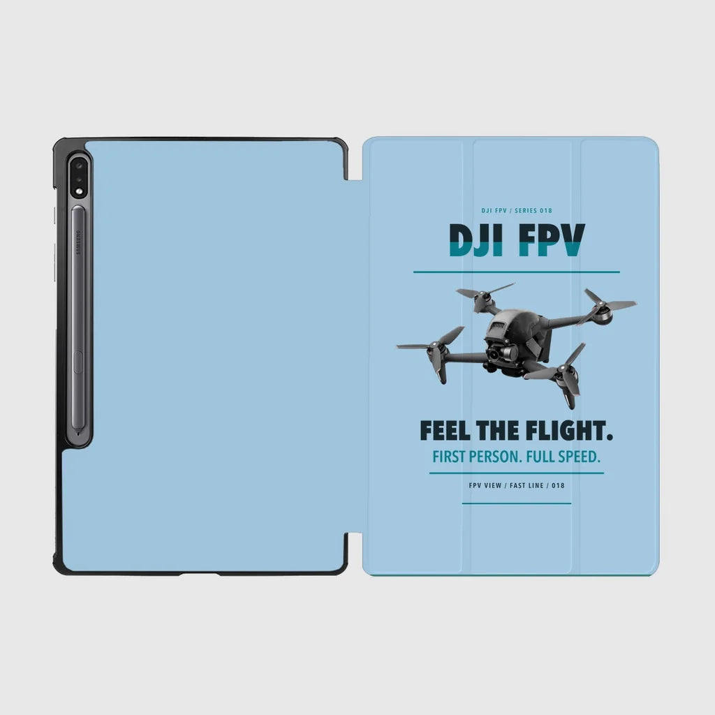 DJI FPV design on light blue samsung tablet tablet case