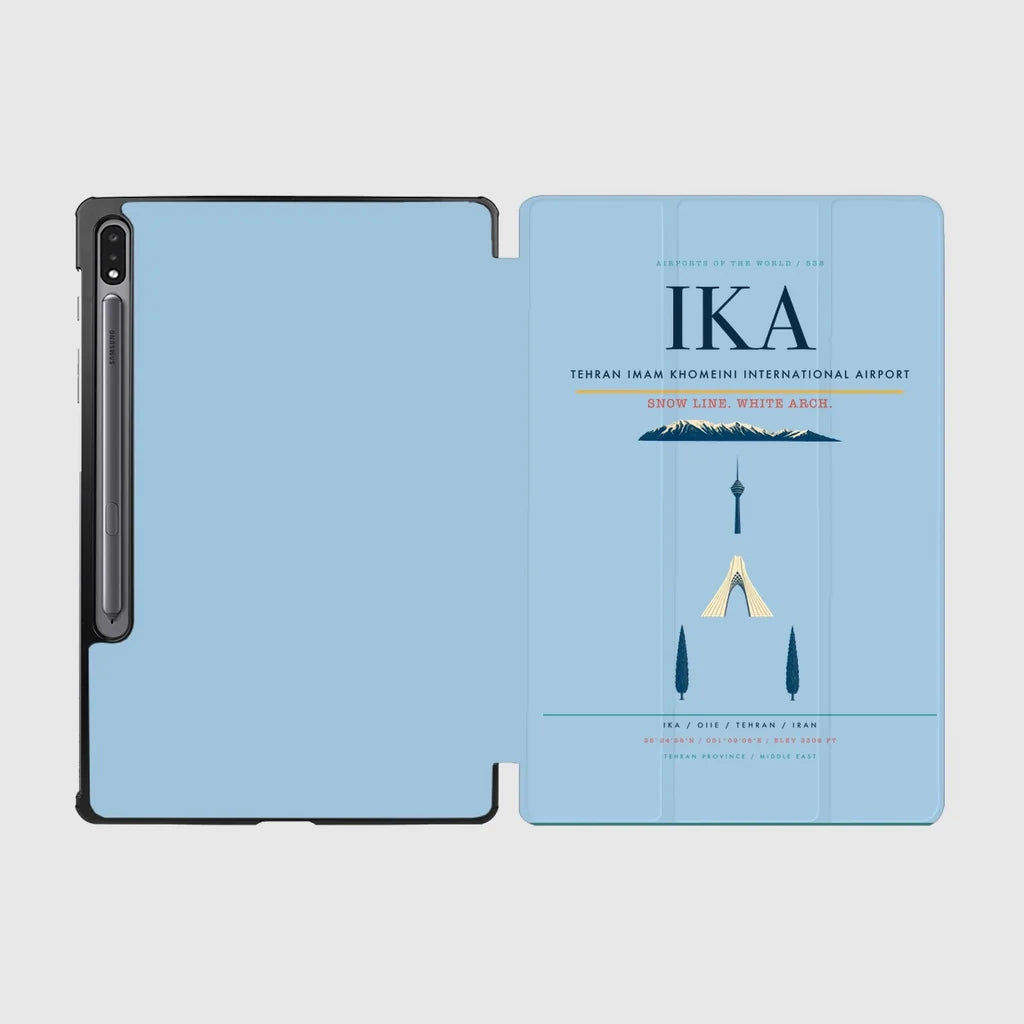 Tehran Imam Khomeini International Airport (IKA) design on light blue samsung tablet tablet case