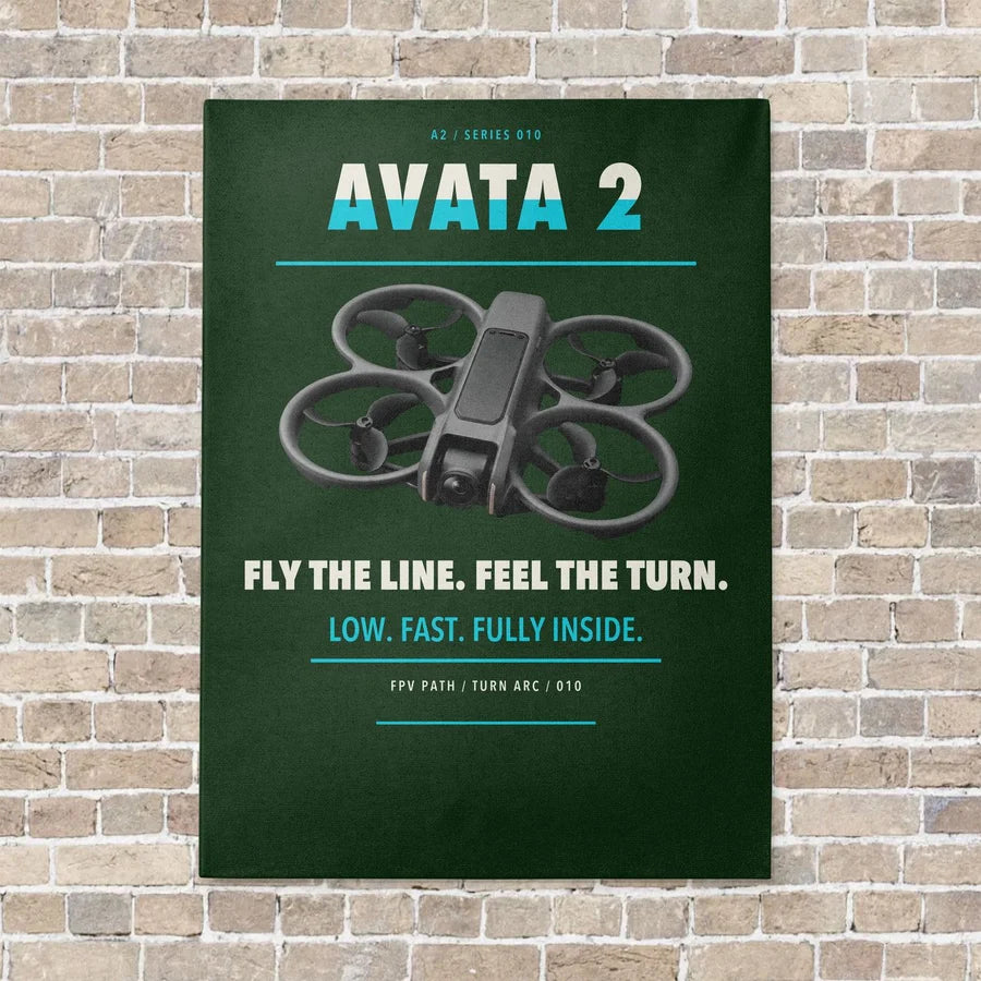 DJI Avata 2 vertical canvas print - no frame - dark green background
