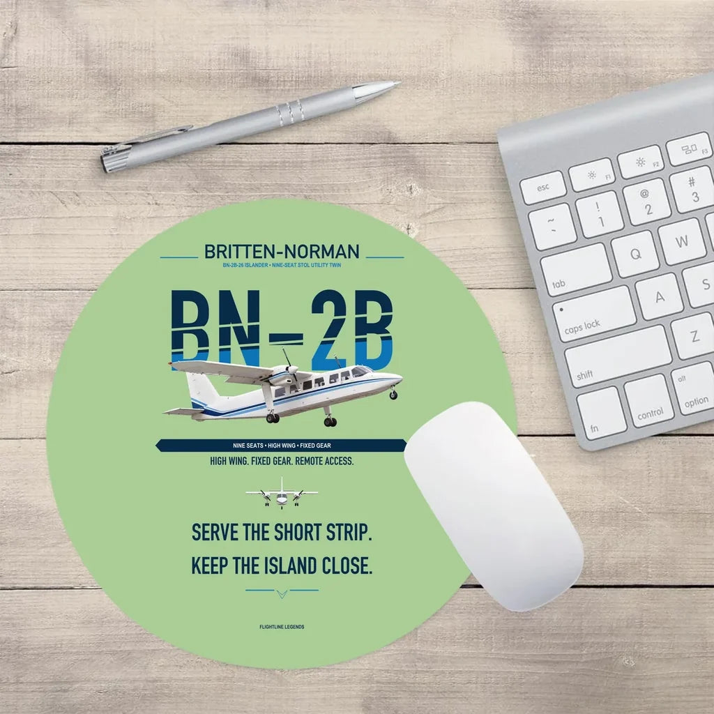 Britten-Norman BN-2B-26 Islander design on light green round mouse pad