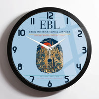 Thumbnail for Erbil International Airport (EBL) design on light blue framed wall clock