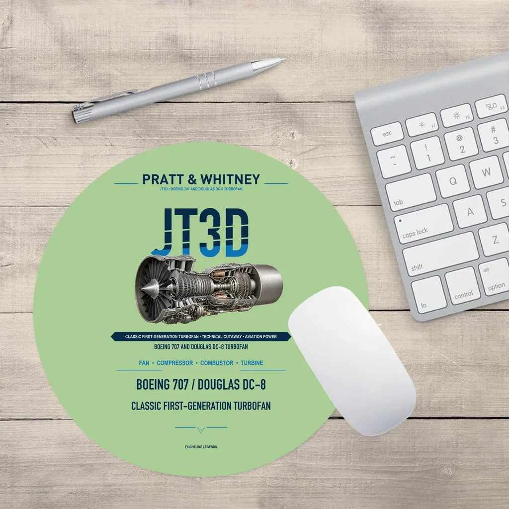 JT3D design on light green round mouse pad