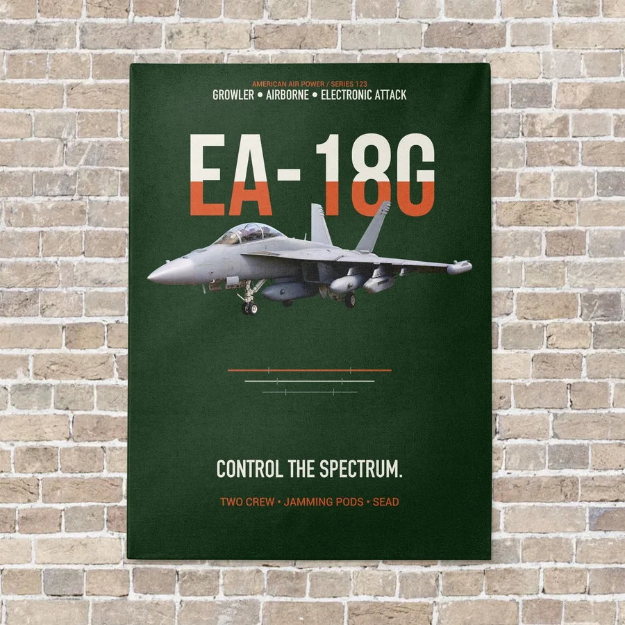 EA-18G Growler Control The Spectrum vertical canvas print - no frame - dark green background