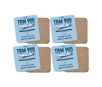 Thumbnail for Daher TBM 900 design on light blue 4 pieces set coaster