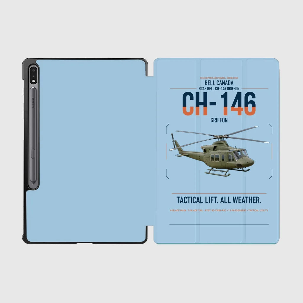 Bell Canada CH-146 Griffon design on light blue samsung tablet tablet case