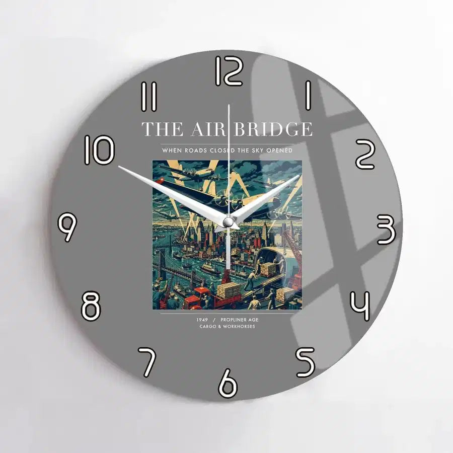 VINTAGE G4099 - The Air Bridge - Designed Wall Clocks design on gray no-frame