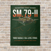 Thumbnail for Savoia-Marchetti SM.79-II Sparviero vertical canvas print - no frame - dark green background