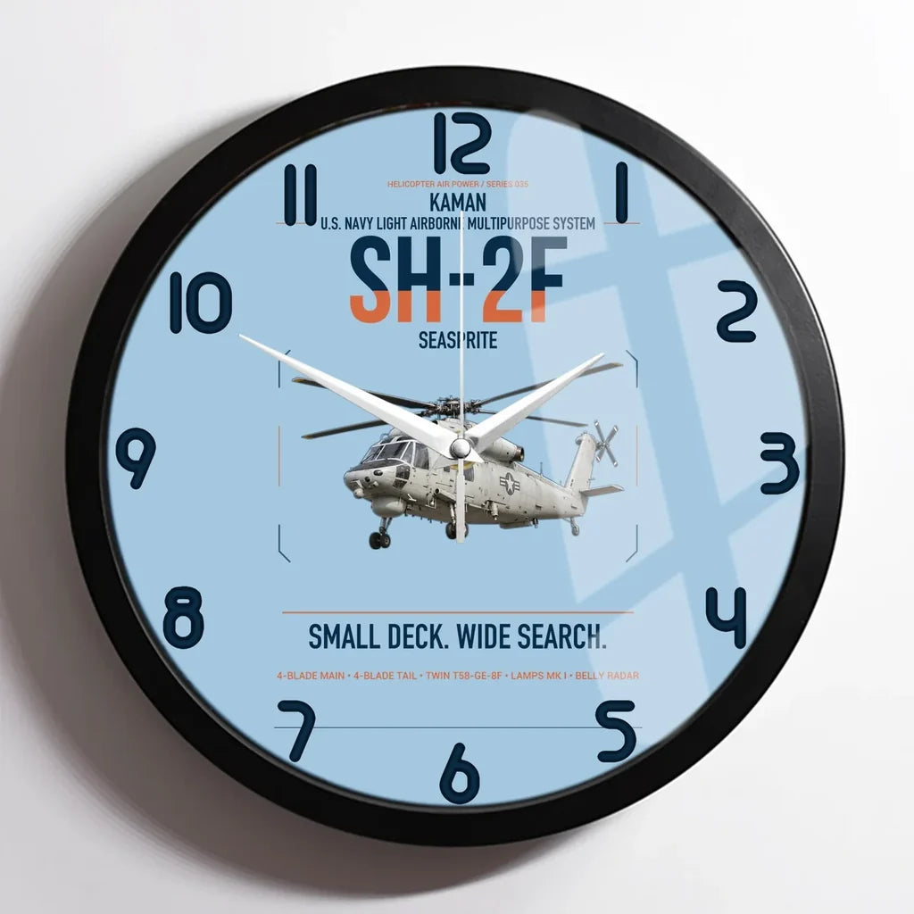 Kaman SH-2F Seasprite design on light blue framed wall clock