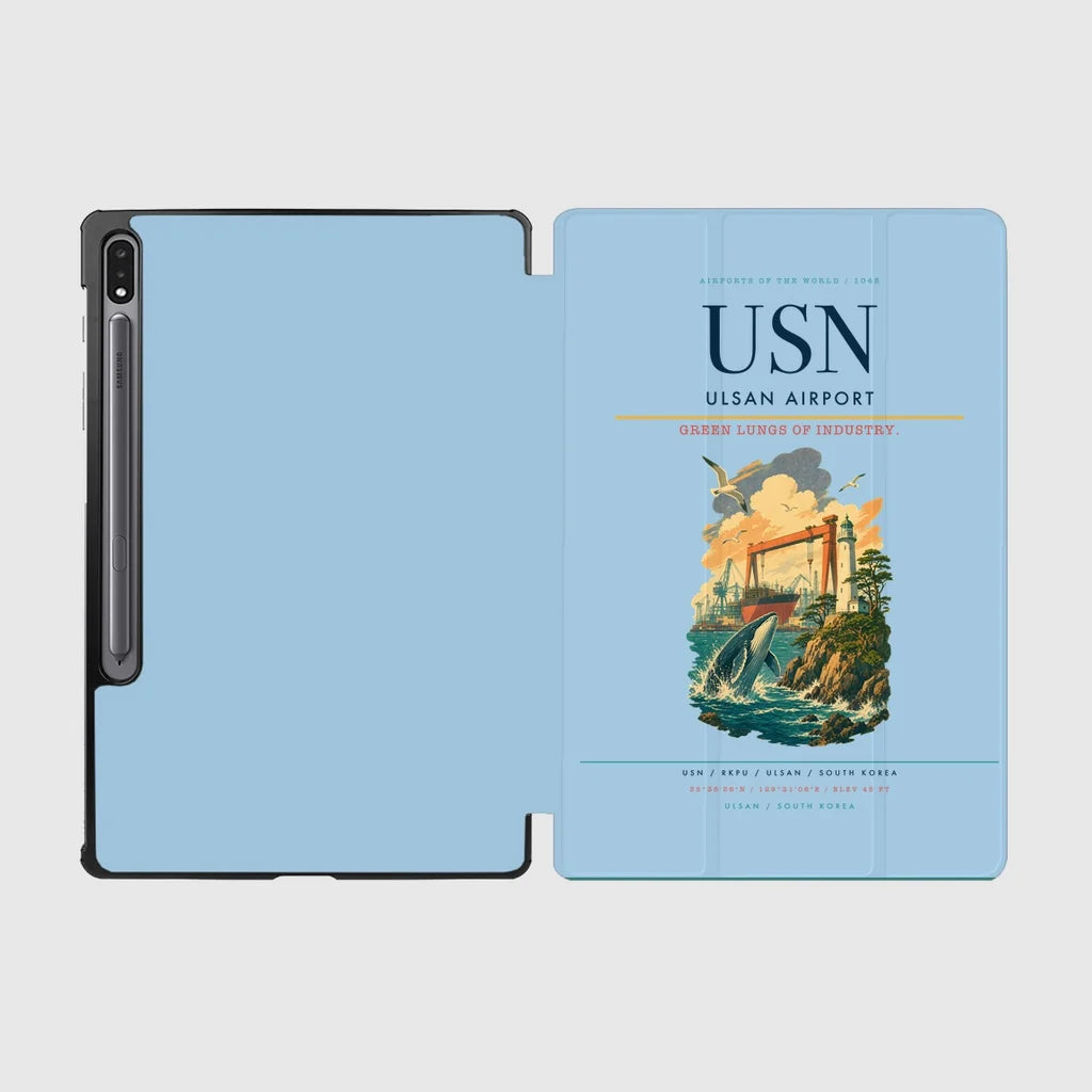 Ulsan Airport (USN) design on light blue samsung tablet tablet case