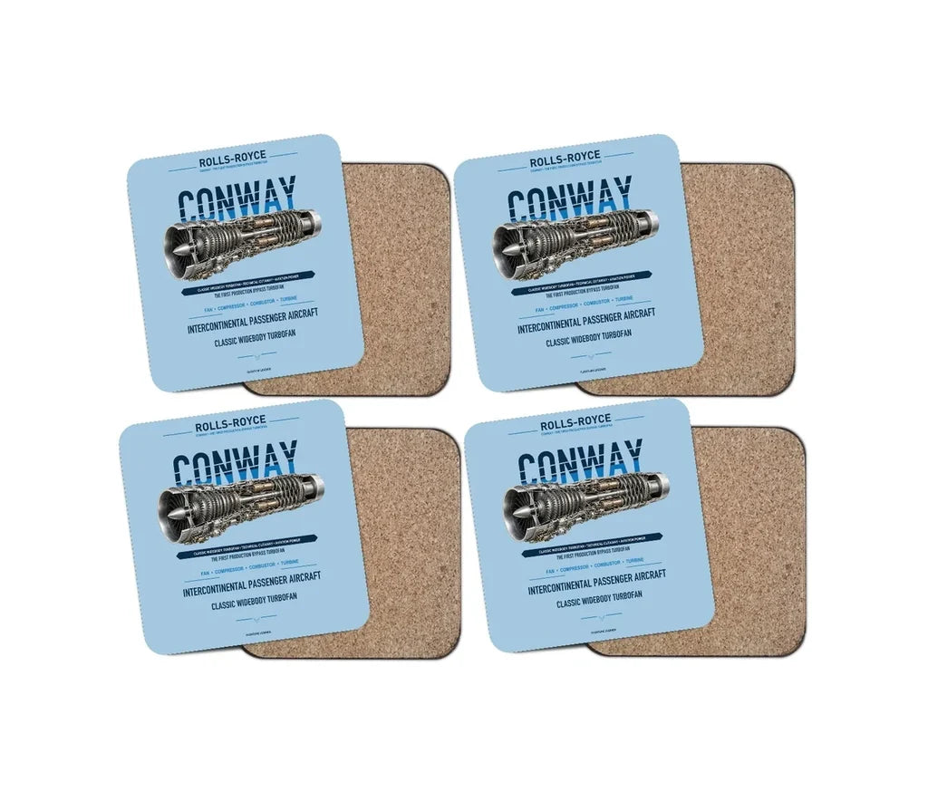 CONWAY design on light blue 4 pieces set coaster