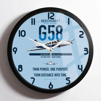 Thumbnail for Beechcraft Baron G58 design on light blue framed wall clock
