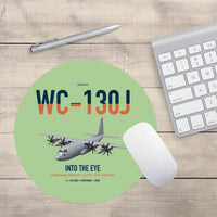 Thumbnail for WC-130J Hurricane Hunter design on light green round mouse pad