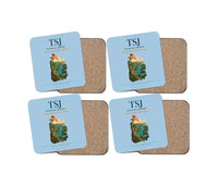 Thumbnail for Tsushima Airport (TSJ) design on light blue 4 pieces set coaster