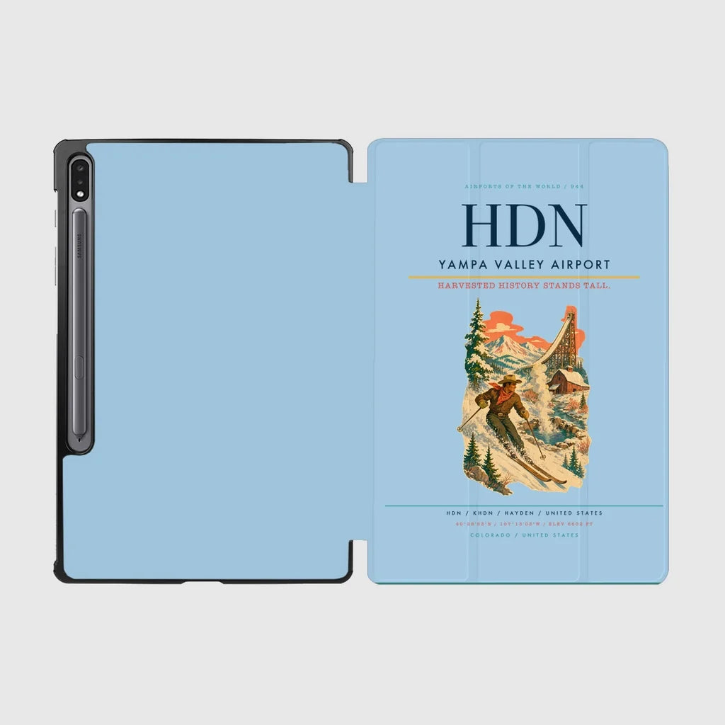 Yampa Valley Airport (HDN) design on light blue samsung tablet tablet case