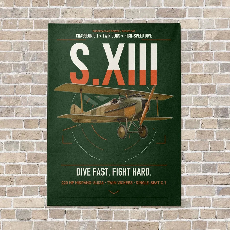 SPAD S.XIII C.1 vertical canvas print - no frame - dark green background