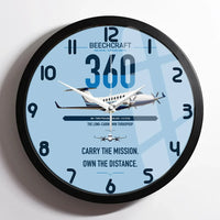 Thumbnail for Beechcraft King Air 360 design on light blue framed wall clock
