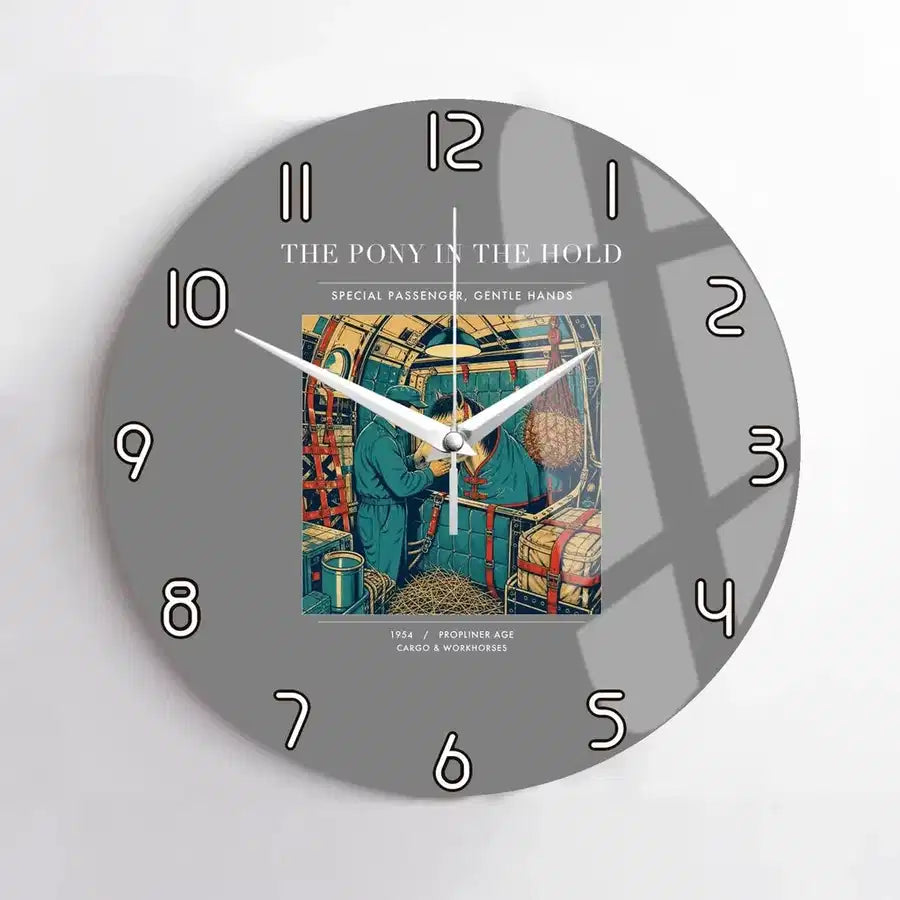 VINTAGE G4235 - The Pony In The Hold - Designed Wall Clocks design on gray no-frame