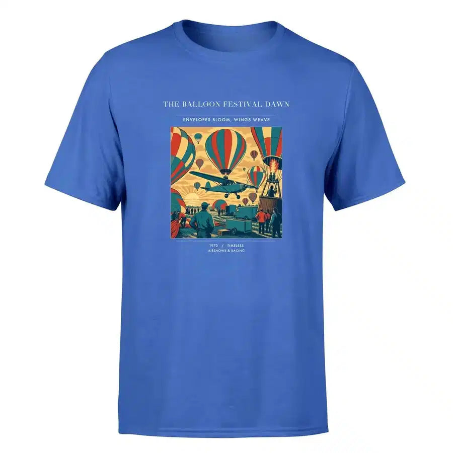 VINTAGE G4394 - The Balloon Festival Dawn - Premium T-Shirt design on blue premium t shirt
